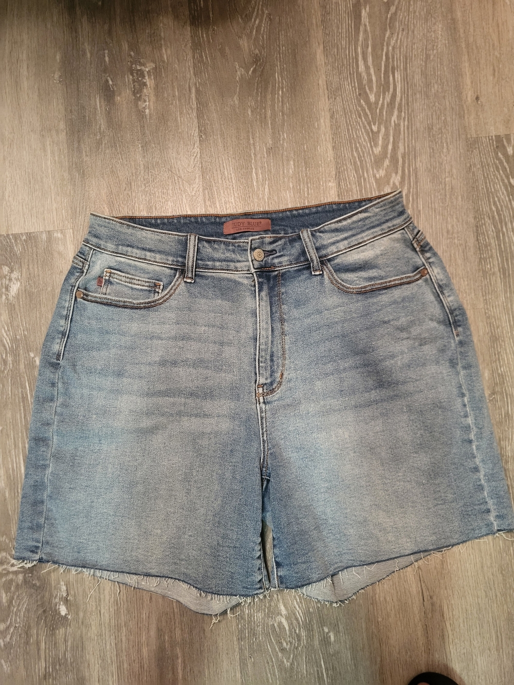 Judy Blue Light Wash Distressed Denim Shorts